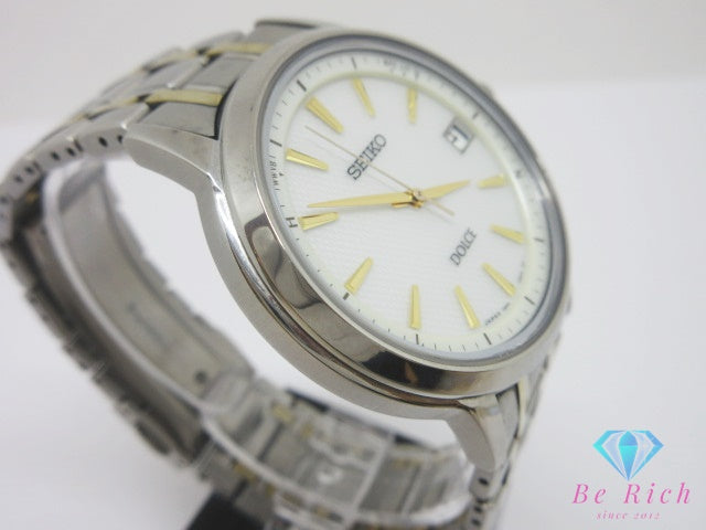 セイコー SEIKO Dolce ドルチェ ソーラー 電波 メンズ 腕時計 デイト 7B24-0BC0 シルバー チタニウム チタン ブレス アナログ クォーツ QZ ウォッチ  【中古】【送料無料】 ht6948