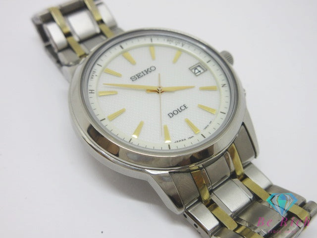 セイコー SEIKO Dolce ドルチェ ソーラー 電波 メンズ 腕時計 デイト 7B24-0BC0 シルバー チタニウム チタン ブレス アナログ クォーツ QZ ウォッチ  【中古】【送料無料】 ht6948