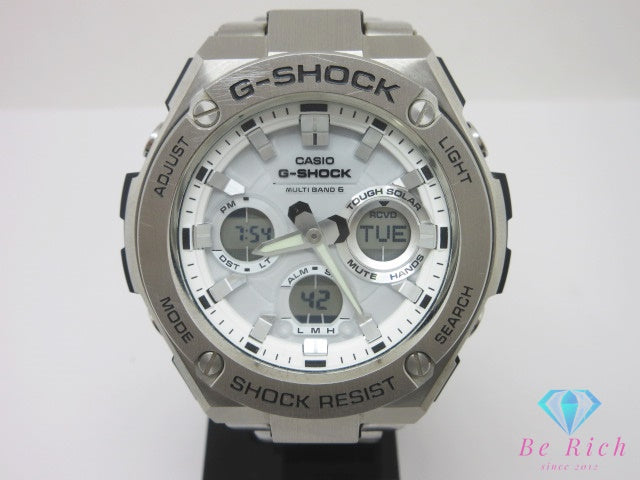 カシオ CASIO G-SHOCK G-STEEL タフ ソーラー メンズ 腕時計 GST-W110D-7JAF 白 ホワイト系 SS ブレス クォーツ QZ ウォッチ G-スティール ジーショック Gショック  【中古】【送料無料】ht7028