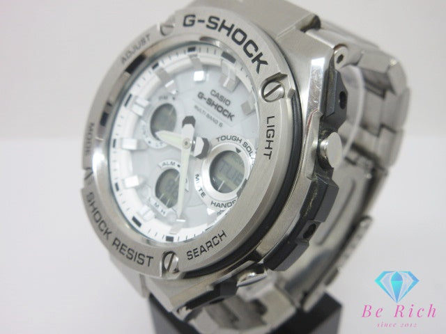 カシオ CASIO G-SHOCK G-STEEL タフ ソーラー メンズ 腕時計 GST-W110D-7JAF 白 ホワイト系 SS ブレス クォーツ QZ ウォッチ G-スティール ジーショック Gショック  【中古】【送料無料】ht7028