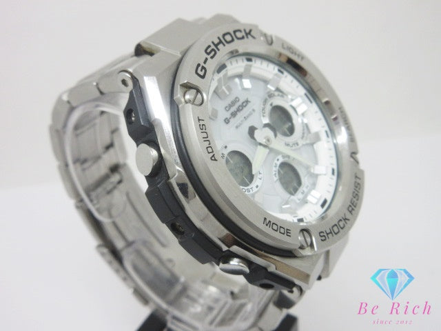 カシオ CASIO G-SHOCK G-STEEL タフ ソーラー メンズ 腕時計 GST-W110D-7JAF 白 ホワイト系 SS ブレス クォーツ QZ ウォッチ G-スティール ジーショック Gショック  【中古】【送料無料】ht7028