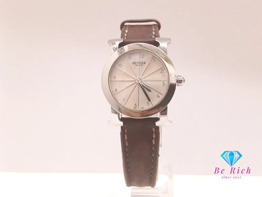 エルメス HERMES Hウォッチ ロンド HR1.210 レディース 腕時計 シルバー ブラウン 茶 SS レザー ブレス ロゴ アナログ クォーツ QZ ウォッチ  【中古】【送料無料】 bt3459