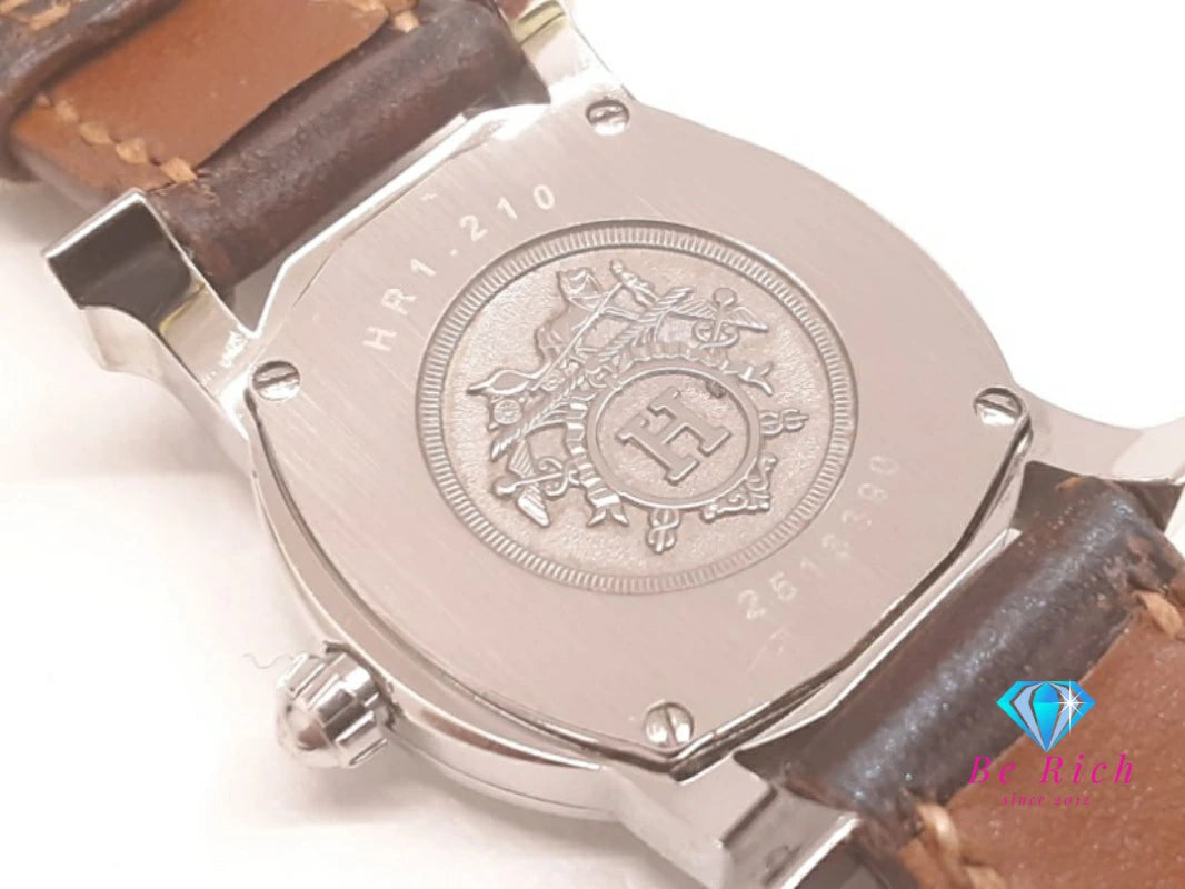 エルメス HERMES Hウォッチ ロンド HR1.210 レディース 腕時計 シルバー ブラウン 茶 SS レザー ブレス ロゴ アナログ クォーツ QZ ウォッチ  【中古】【送料無料】 bt3459