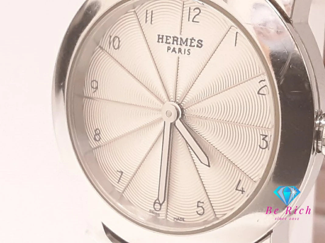 エルメス HERMES Hウォッチ ロンド HR1.210 レディース 腕時計 シルバー ブラウン 茶 SS レザー ブレス ロゴ アナログ クォーツ QZ ウォッチ  【中古】【送料無料】 bt3459