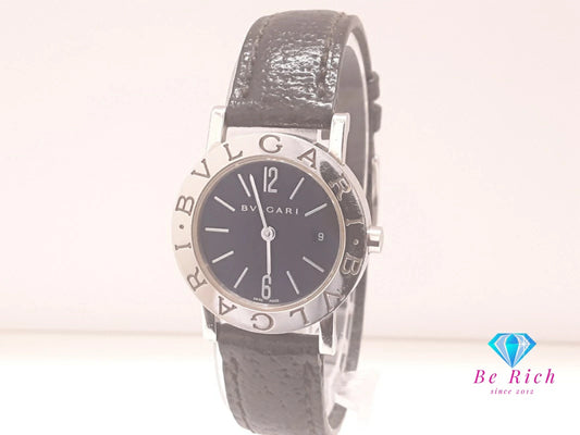 ブルガリ BVLGARI ブルガリブルガリ デイト レディース 腕時計 BB 26 SL 黒 ブラック SS レザー ブレス アナログ クォーツ QZ ウォッチ 【中古】【送料無料】 bt3487