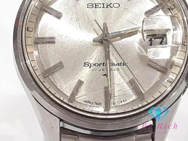 セイコー SEIKO スポーツマチック 17石 自動巻き メンズ 腕時計 デイト 7625-8263 シルバー SS ブレス アナログ AT オートマ アンティーク ヴィンテージ SPORTSMATIC 【中古】【送料無料】ht5753