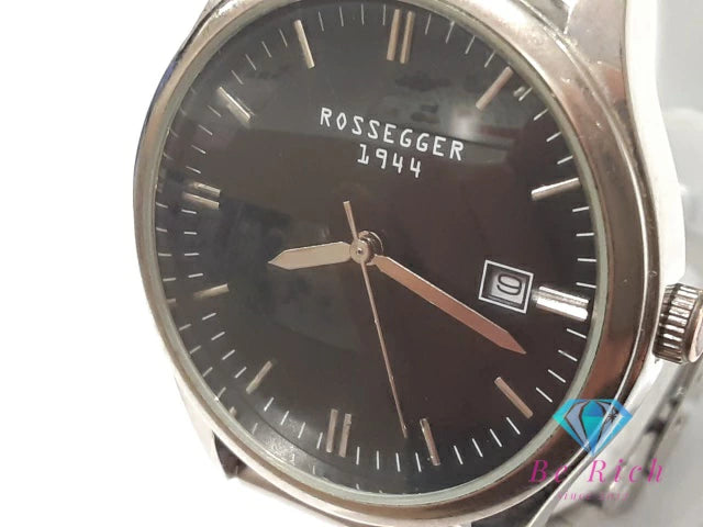 ロゼッガー ROSSEGGER メンズ 腕時計 デイト ROS-2006 ブラック 黒 SS ブレス アナログ クォーツ QZ ウォッチ  【中古】【送料無料】 ht5760