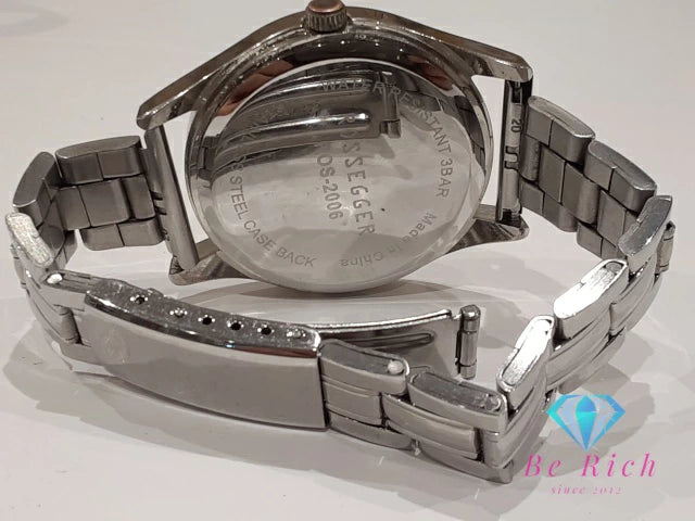 ロゼッガー ROSSEGGER メンズ 腕時計 デイト ROS-2006 ブラック 黒 SS ブレス アナログ クォーツ QZ ウォッチ  【中古】【送料無料】 ht5760