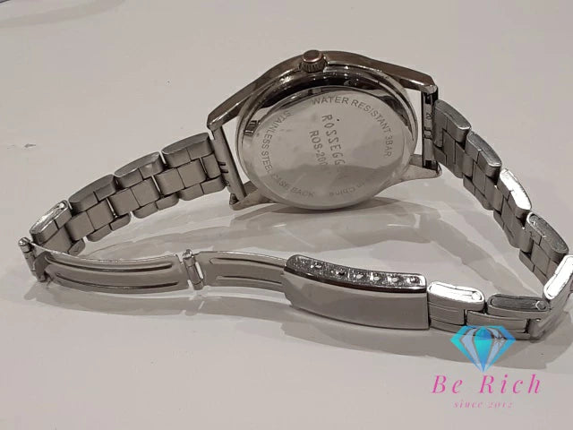 ロゼッガー ROSSEGGER メンズ 腕時計 デイト ROS-2006 ブラック 黒 SS ブレス アナログ クォーツ QZ ウォッチ  【中古】【送料無料】 ht5760