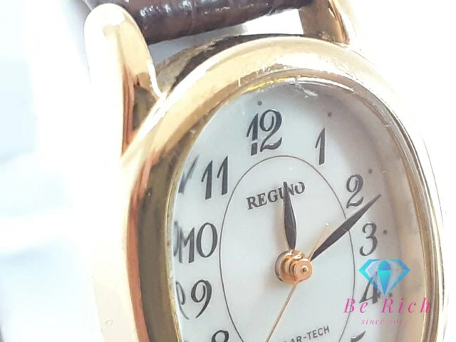 シチズン CITIZEN レグノ ソーラー レディース 腕時計 E031-T017240 オーバル 白 ホワイト SS レザー アナログ クォーツ QZ ウォッチ REGUNO 【中古】【送料無料】 ht5787