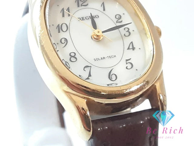 シチズン CITIZEN レグノ ソーラー レディース 腕時計 E031-T017240 オーバル 白 ホワイト SS レザー アナログ クォーツ QZ ウォッチ REGUNO 【中古】【送料無料】 ht5787