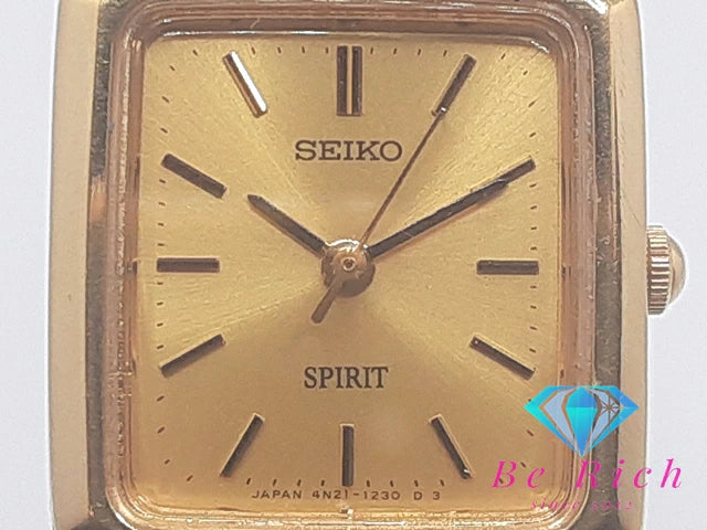 セイコー SEIKO SPIRIT スピリット レディース 腕時計 4N21-5190 スクエア ゴールド 黒 ブラック SS レザー ブレス アナログ クォーツ QZ ウォッチ 【中古】【送料無料】ht3727