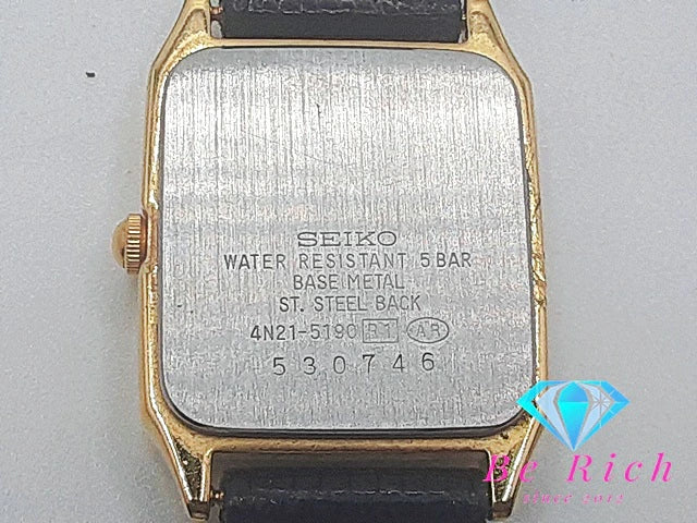 セイコー SEIKO SPIRIT スピリット レディース 腕時計 4N21-5190 スクエア ゴールド 黒 ブラック SS レザー ブレス アナログ クォーツ QZ ウォッチ 【中古】【送料無料】ht3727