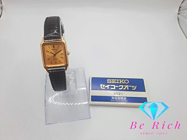 セイコー SEIKO SPIRIT スピリット レディース 腕時計 4N21-5190 スクエア ゴールド 黒 ブラック SS レザー ブレス アナログ クォーツ QZ ウォッチ 【中古】【送料無料】ht3727