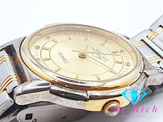 ユニセックス ボーイズ 腕時計 ラウンド ゴールド SS GP ブレス アナログ クォーツ QZ ウォッチ メンズ レディース 【中古】【送料無料】ht4418
