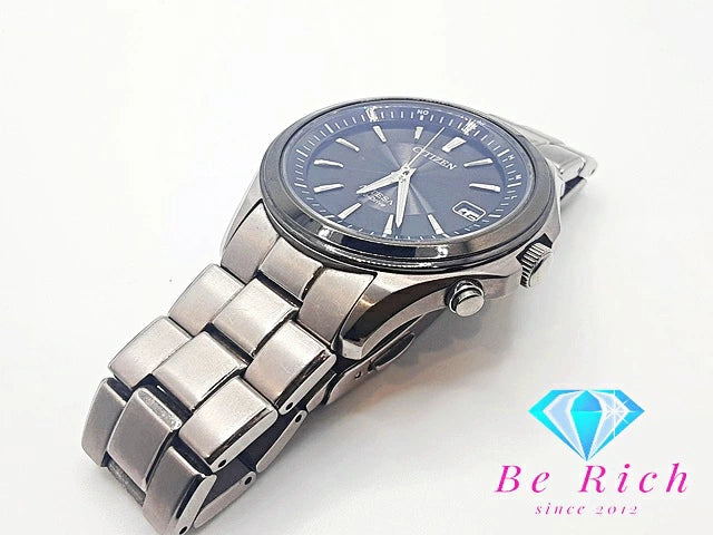 シチズン CITIZEN ATTESA アテッサ エコ ドライブ 電波 ソーラー メンズ 腕時計 デイト H110-T016235 黒 ブラック チタン ブレス アナログ クォーツ QZ ウォッチ チタニウム    【中古】【送料無料】 ht4531