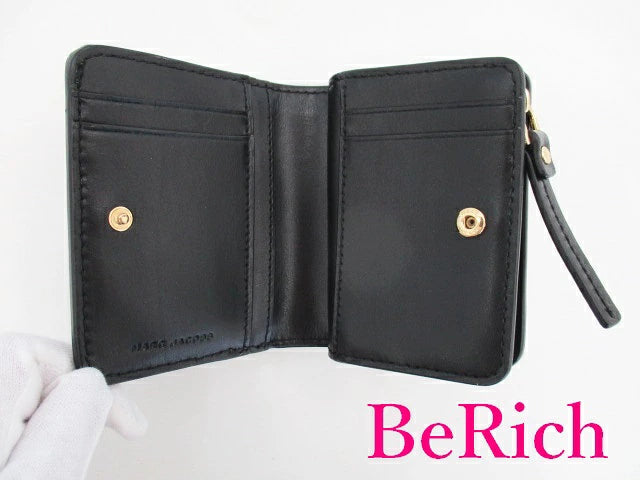 美品 マークジェイコブス MARC JACOBS 二つ折り財布 M0015107 アッシュ レザー ロゴ 二つ折り財布 コンパクト ミニ ウォレット  【中古】【送料無料】 sh1577