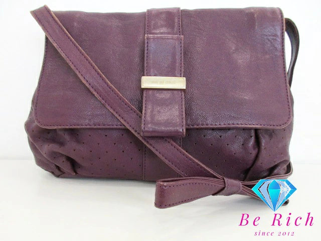 シー バイ クロエ See By Chloe ショルダーバッグ パープル 紫 パンチング レザー リボン ロゴ 斜め掛け 鞄 【中古】【送料無料】 sh1605
