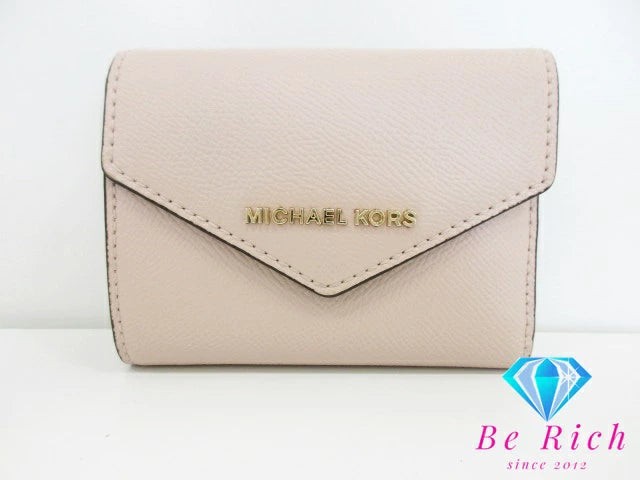マイケルコース MICHAEL KORS 三つ折り財布 32F9GJ6DIL ピンク ベージュ レザー MK ロゴ 二つ折り財布 コンパクト ミニ ウォレット  【中古】【送料無料】 sh1608