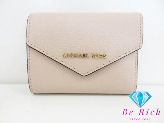 マイケルコース MICHAEL KORS 三つ折り財布 32F9GJ6DIL ピンク ベージュ レザー MK ロゴ 二つ折り財布 コンパクト ミニ ウォレット  【中古】【送料無料】 sh1608