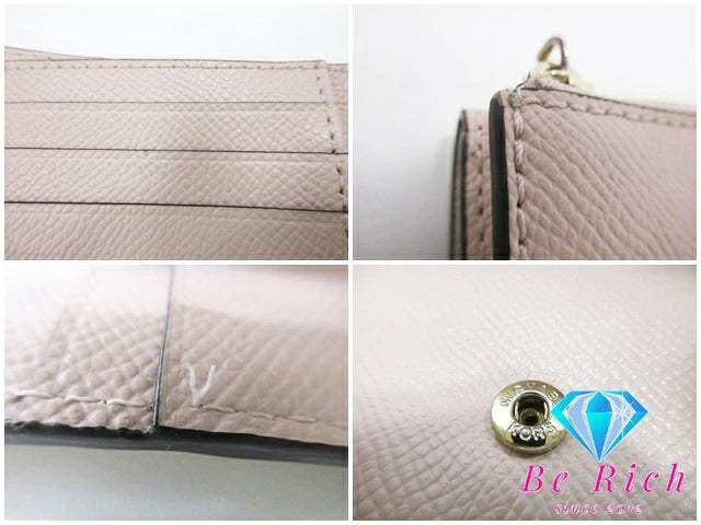 マイケルコース MICHAEL KORS 三つ折り財布 32F9GJ6DIL ピンク ベージュ レザー MK ロゴ 二つ折り財布 コンパクト ミニ ウォレット  【中古】【送料無料】 sh1608