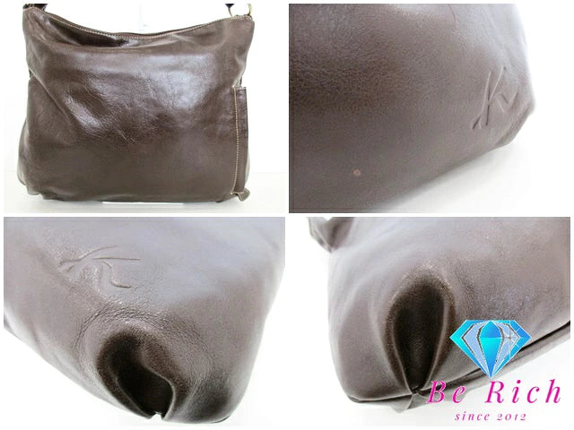 キタムラ Kitamura 2way ショルダーバッグ ブラウン 茶 レザー ロゴ ハンドバッグ セミショルダー 斜め掛け フリンジ タッセル 鞄 【中古】【送料無料】 sh1627