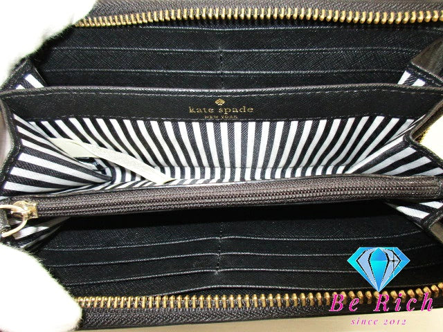 ケイトスペード kate spade ラウンドファスナー 長財布 RN0102760 黒 ブラック レザー ロゴ 二つ折り財布 ロング ウォレット  【中古】【送料無料】 sh1648