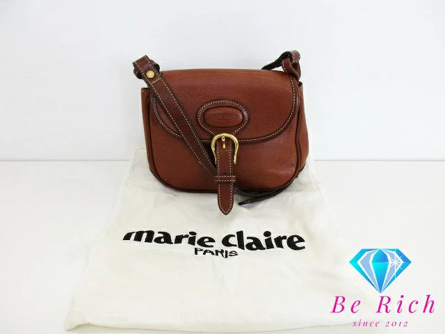マリ クレール marie claire ショルダーバッグ ポシェット ブラウン 茶 レザー ロゴ 斜め掛け クロスボディ 肩掛け 鞄  【中古】【送料無料】 sh1661