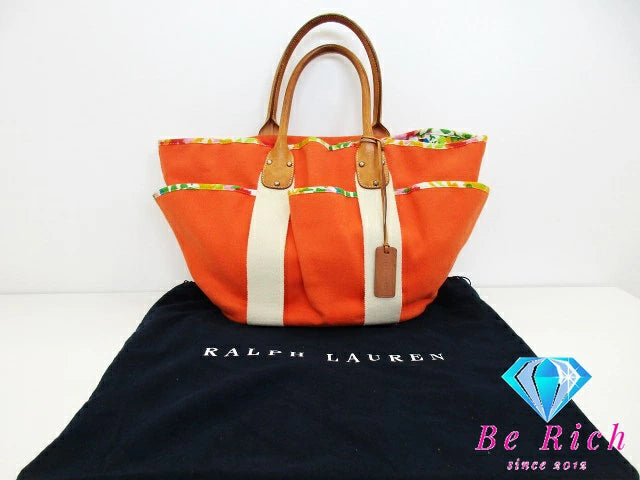 ラルフ ローレン RALPH LAUREN トートバッグ オレンジ キャンバス レザー ハンドバッグ RALPH LAUREN 【中古】【送料無料】sh1680
