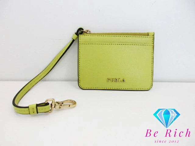 フルラ FURLA キーリング 付 コインケース パス ケース 黄色 イエロー レザー 小銭入れ カード入れ 名刺入れ ビジネス 小物   【中古】【送料無料】sh1693