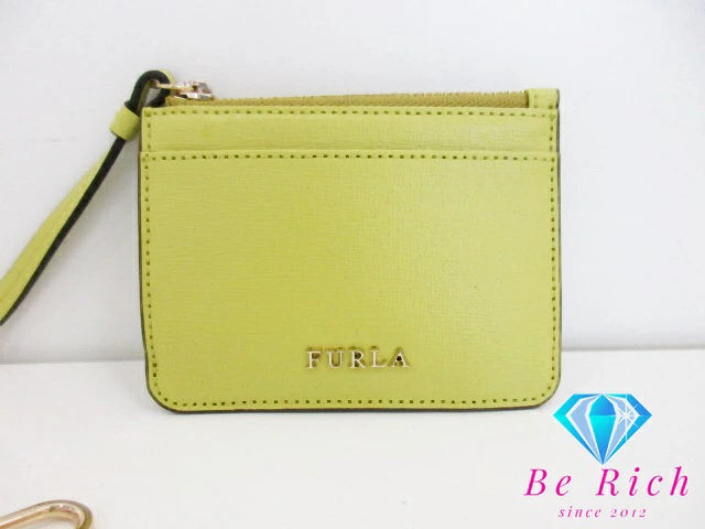 フルラ FURLA キーリング 付 コインケース パス ケース 黄色 イエロー レザー 小銭入れ カード入れ 名刺入れ ビジネス 小物   【中古】【送料無料】sh1693