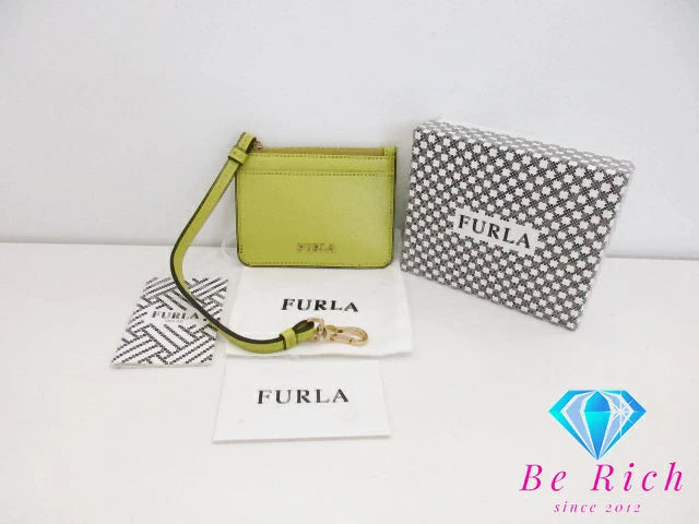 フルラ FURLA キーリング 付 コインケース パス ケース 黄色 イエロー レザー 小銭入れ カード入れ 名刺入れ ビジネス 小物   【中古】【送料無料】sh1693