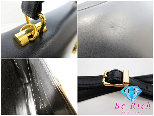 ミラショーン mila schon 2way ハンドバッグ ショルダーバッグ 黒 ブラック レザー ロゴ 手提げ 斜め掛け 鞄  【中古】【送料無料】 sh1705