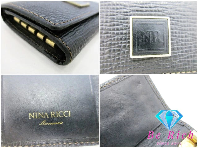 ニナリッチ NINA RICCI 4連 キーケース ブラック 黒 レザー NR ロゴ キーホルダー アクセサリー 小物  【中古】【送料無料】sh1709