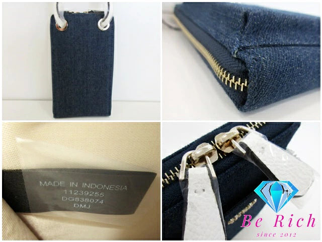 美品 ゲス GUESS ポシェット ウォレット ショルダーバッグ デニム PVC インディゴ ネイビー ホワイト 財布 斜め掛け 【中古】【送料無料】 sh1713