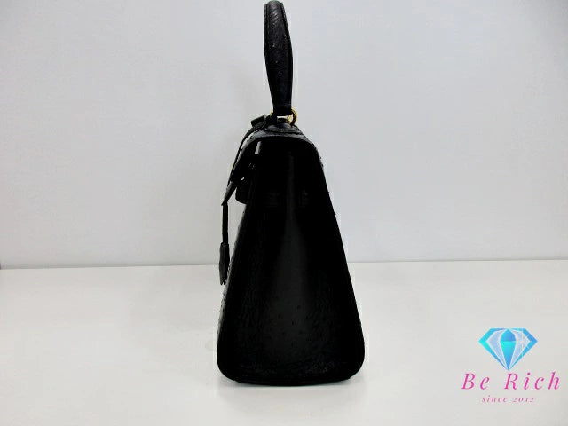 ピュアティ クラブ purty club オーストリッチ 2way ハンドバッグ 黒 ブラック レザー ロゴ パーティ フォーマル 手提げ 鞄 【中古】【送料無料】 sh1717