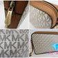 マイケルコース MICHAEL KORS ショルダーバッグ 35F8GTTC2B バニラ エイコーン アイボリー ホワイト 白 ブラウン 茶 PVC レザー MK モノグラム ロゴ スクエア ポシェット クロスボディ 斜め掛け 鞄  【中古】【送料無料】 sh1725