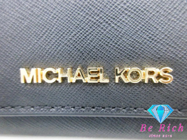 マイケルコース MICHAEL KORS スリム ビジネス カードケース カード入れ 名刺入れ 35H6GTVD2L1 ブラック 黒 レザー ロゴ 小物  【中古】【送料無料】 sh1733