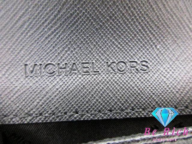 マイケルコース MICHAEL KORS スリム ビジネス カードケース カード入れ 名刺入れ 35H6GTVD2L1 ブラック 黒 レザー ロゴ 小物  【中古】【送料無料】 sh1733