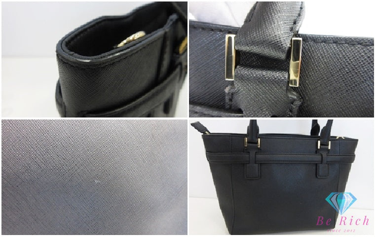 マイケルコース MICHAEL KORS ハンドバッグ トラベラー ミディアム ジップ トートバッグ 35F7GHXT2L 001 ブラック 黒 レザー MK ロゴ ショルダーバッグ 鞄  【中古】【送料無料】 sh1783