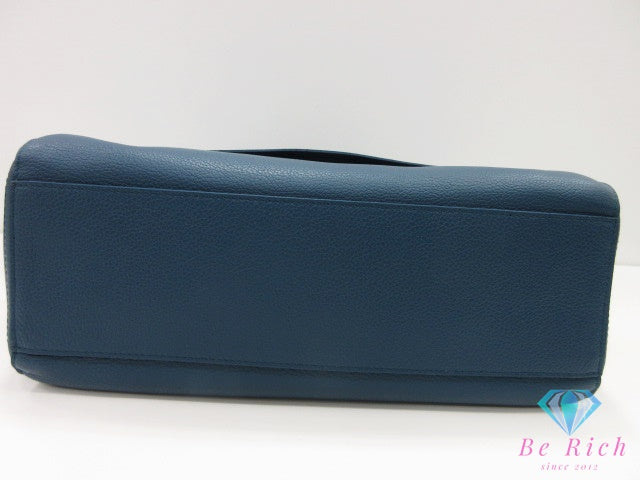 フルラ FURLA ハンドバッグ カプリッチョ F6877 ダーク グリーン ネイビー 紺 レザー ロゴ ショルダーバッグ ワンショルダー バッグ 肩掛け 鞄   【中古】【送料無料】 sh1788