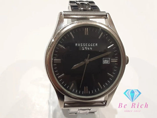 ロゼッガー ROSSEGGER メンズ 腕時計 デイト ROS-2006 ブラック 黒 SS ブレス アナログ クォーツ QZ ウォッチ  【中古】【送料無料】 ht5760