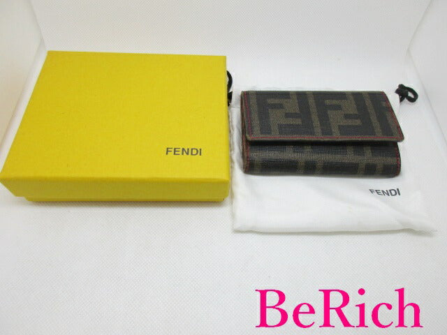 フェンディ FENDI 8AP079 6連 キーケース 茶 ブラウン PVC ズッカ ロゴ キーホルダー アクセサリー 小物 【中古】【送料無料】 bc1812