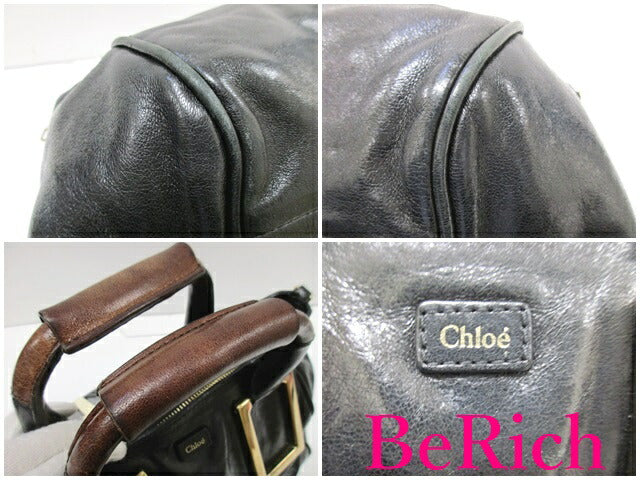 クロエ Chloe 2way ショルダーバッグ エテル 3S0646 7A733 黒 ブラック レザー ロゴ クロスボディ ハンドバッグ 鞄 ETHEL 【中古】【送料無料】 bk7449