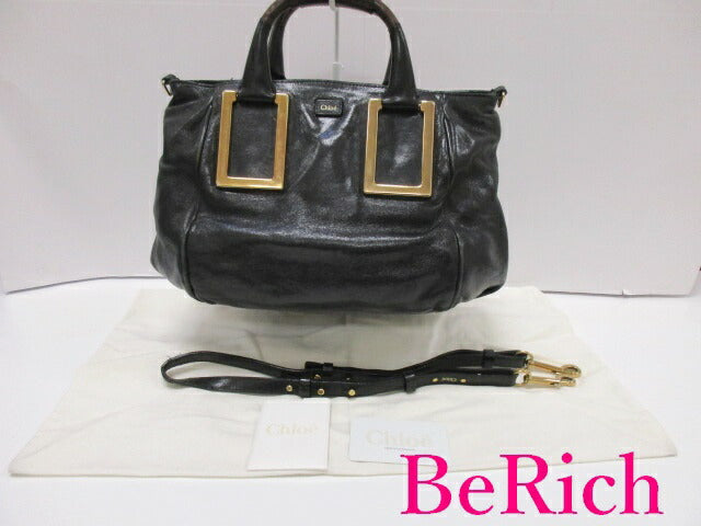 クロエ Chloe 2way ショルダーバッグ エテル 3S0646 7A733 黒 ブラック レザー ロゴ クロスボディ ハンドバッグ 鞄 ETHEL 【中古】【送料無料】 bk7449