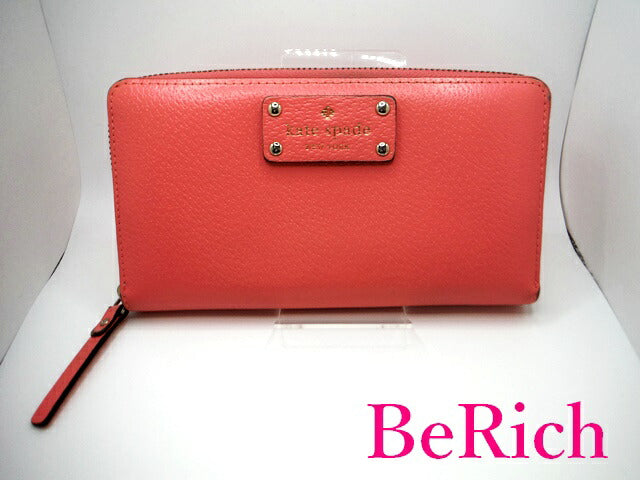 ケイトスペード kate spade 財布 ラウンドファスナー 長財布 WLRU1153 ピンク レザー ロング ウォレット 【中古】【送料無料】 bs3047