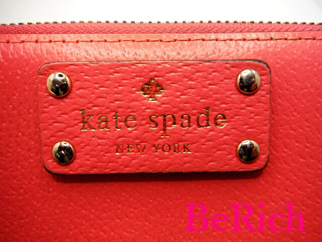ケイトスペード kate spade 財布 ラウンドファスナー 長財布 WLRU1153 ピンク レザー ロング ウォレット 【中古】【送料無料】 bs3047