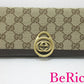 グッチ GUCCI 二つ折り 財布 224225 GG キャンバス ベージュ ブラウン 茶 レザー ロゴ コンパクト ウォレット  【中古】【送料無料】bs3048