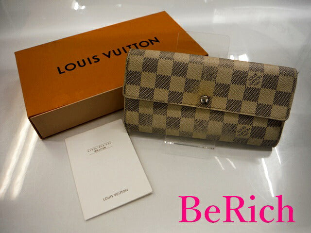 ルイ ヴィトン LOUIS VUITTON N61735 ダミエ アズール ポルト フォイユ サラ 白 LV ロゴ 二つ折り財布 長財布 ロング ウォレット 【中古】【送料無料】bs3159