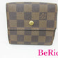 ルイ ヴィトン LOUIS VUITTON Wホック 二つ折り財布 N61652 ダミエ ポルト モネ ビエ カルト クレディ エベヌ 茶 PVC レザー LV ロゴ コンパクト ウォレット  【中古】【送料無料】 bs3212